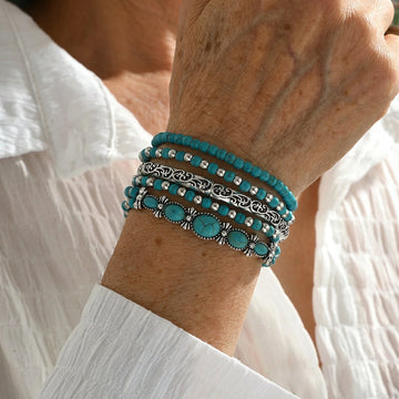 Premium Türkis-Perlenarmband-Set