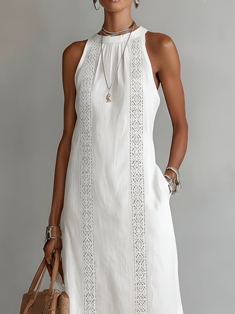 TERESA | Leinen-Midikleid mit Mao-Kragen