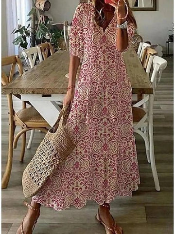 Yesha | Fließendes, leichtes Maxikleid mit V-Ausschnitt