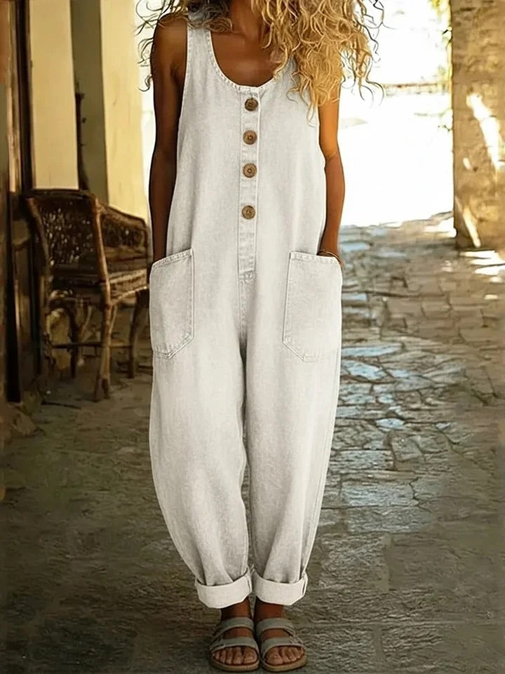 Valentina – Vintage gewaschener Denim-Latzoverall