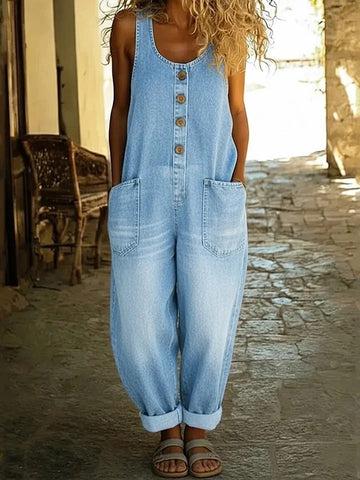 Valentina – Vintage gewaschener Denim-Latzoverall