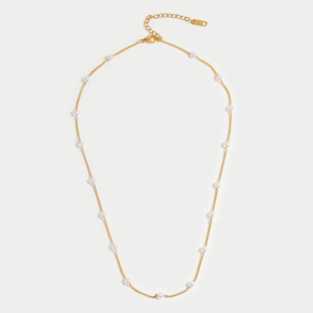 Zeitlose Perlenaugen Goldkette