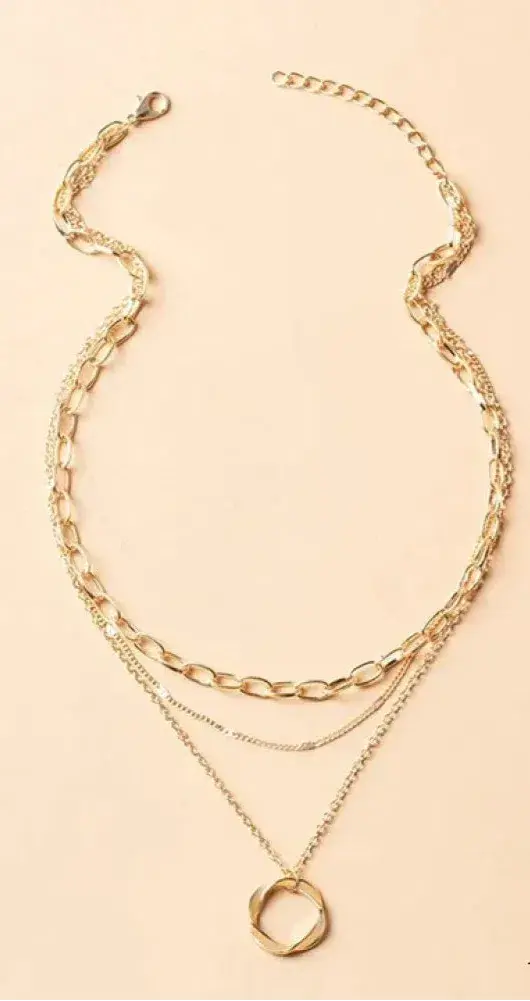 Klassische Goldene Layering-Kette mit Anhänger