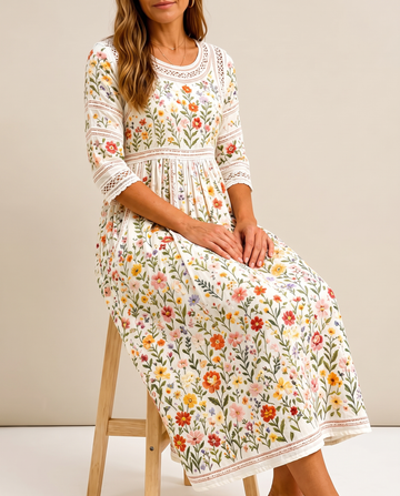 Wildblumenwiesen-Zauber Midi-Kleid